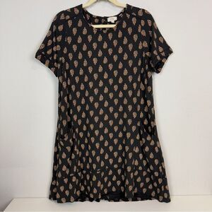 Fat Face Black Printed Short Sleeve Mini Dress 10
